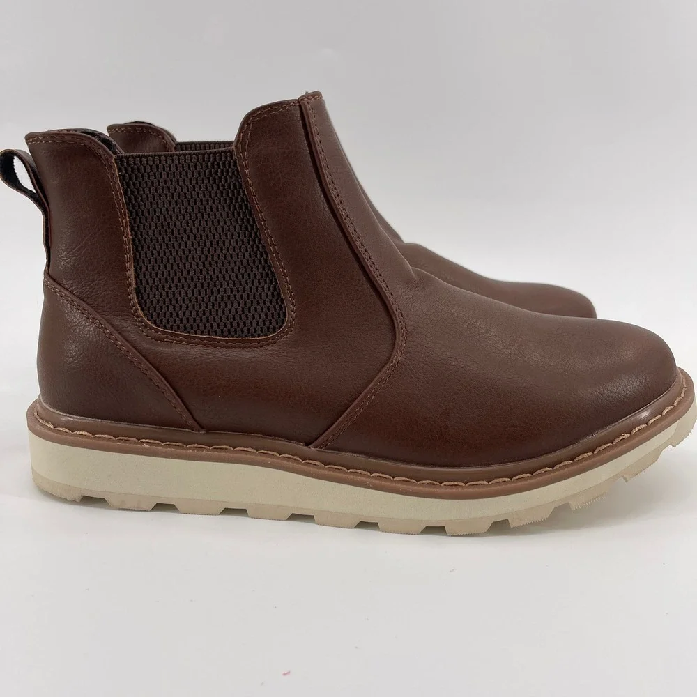 Deer Stags Jameson Jr Boys Brown Faux‎ Leather Chelsea Boots Size 6M